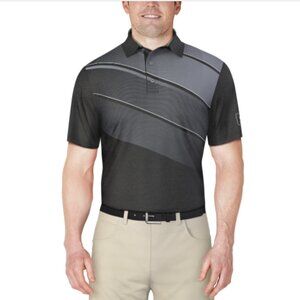 Pga Tour Men's Heather Stripe Colorblocked Polo Shirt Caviar S NWT